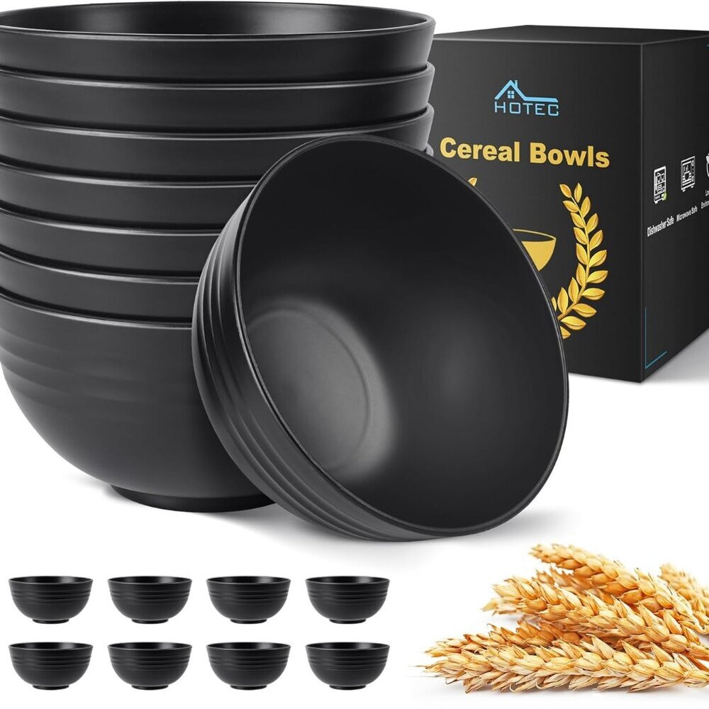 BPA Free Unbreakable Wheat Straw Cereal Bowls - Microwave & Dishwasher Safe Soup